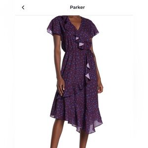 Parker - Leopard Print Faux Wrap Dress - Size Small